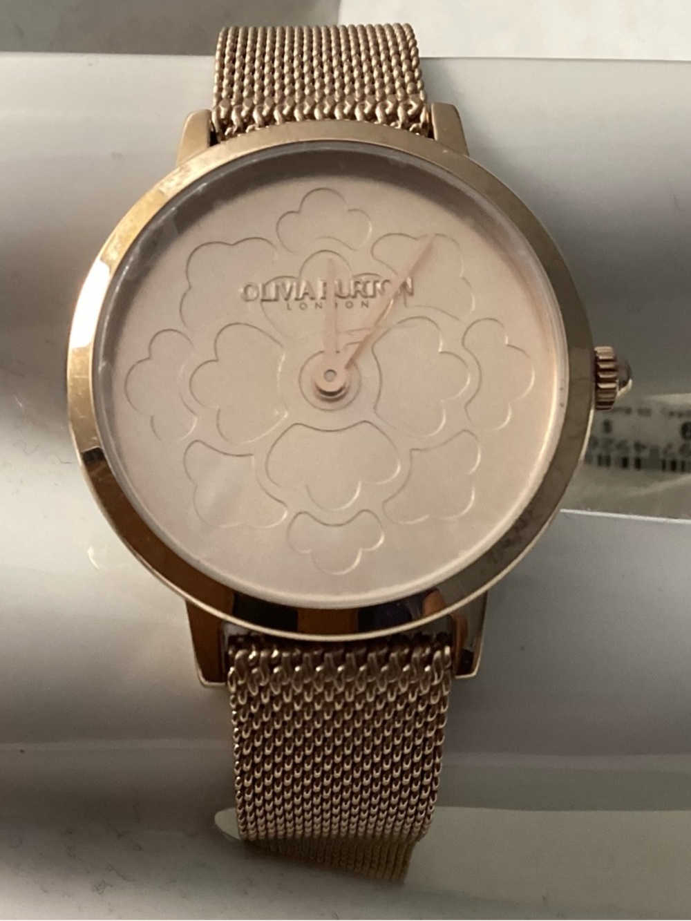 OLIVIA BURTON Ultra Slim Floral Carnation Gold-Tone Steel Watch